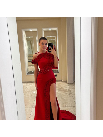 Sling V neck Backless Bandage Lotus Leaf Dress