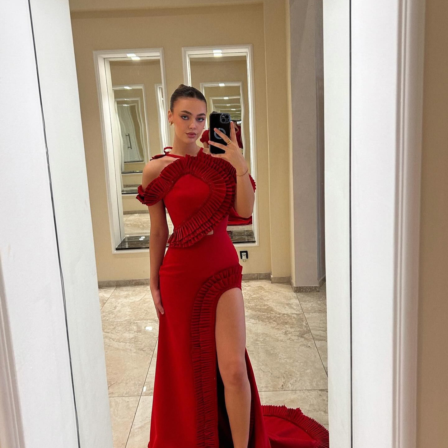 Sling V neck Backless Bandage Lotus Leaf Dress
